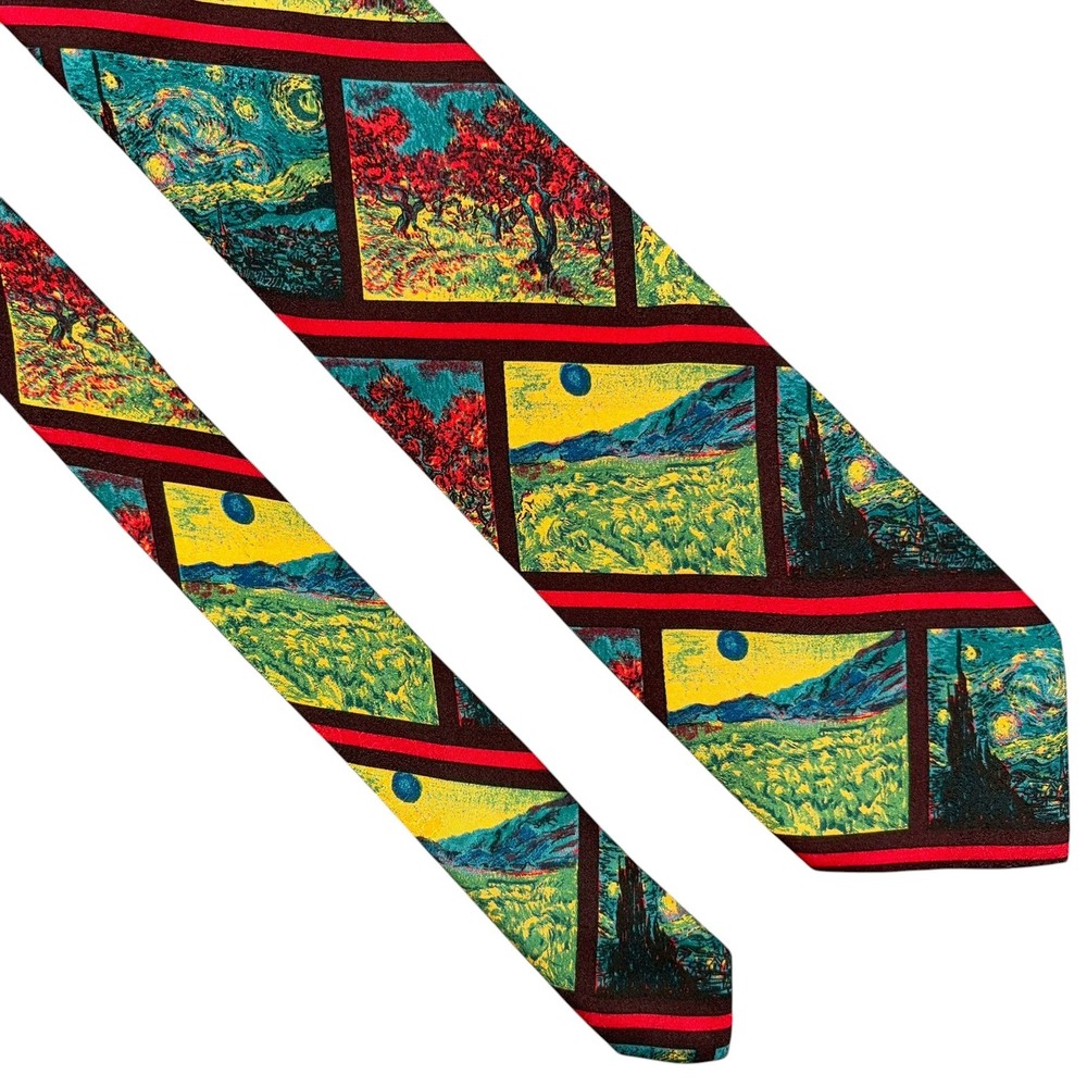 Brioni by Santostefano Silk Tie Multicolor Van Gogh Starry Night Artistic VTG